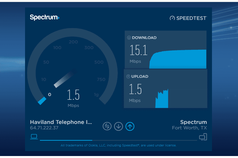Spectrum Speed Test Ookla